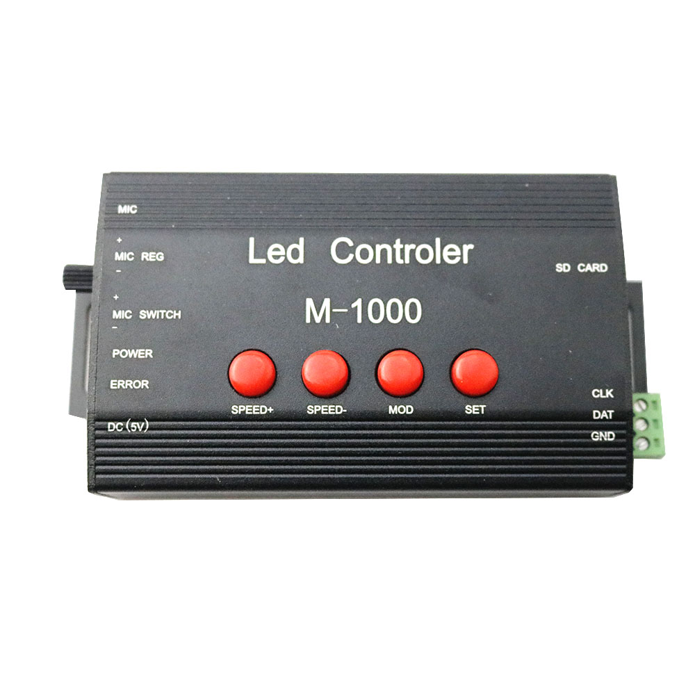 DC5V,Max 2048 pixels,M-1000 Series Pixel Module Full Color Music Controller Support Voice Control with SD Card for Programmable/Addressable IC LED Lighting